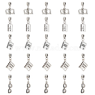 10 Sets Teachers' Day Tibetan Style Alloy European Dnagle Charm, Large Hole Pendant, with Alloy Bail Beads, Notebook & Glasses & Book, Mixed Shapes, Antique Silver, 23~32mm, Hole: 4mm, 5 styles, 1pc/style, 5pcs/set(FIND-FH0006-83)