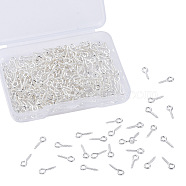 Iron Screw Eye Pin Peg Bails, For Half Drilled Beads, Silver Color Plated, 10x4x1mm, Hole: 2mm, 300pcs/box(IFIN-YW0001-14S)