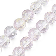 Handmade Luminous Transparent Lampwork Beads Strands, Round, Clear, 9~10x10~11mm, Hole: 1.2mm, about 50pcs/strand, 19.29 inch~19.69 inch(49cm~50cm)(LAMP-T017-04A)