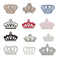 13Pcs 13 Style Crown Shape Hotfix Rhinestone, Costume Accessories, Sewing Craft Decoration, Mixed Color, 40~70x60~100x1.5~3.3mm, 1pc/style(DIY-CA0005-48)