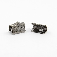 Iron Ribbon Crimp Ends, Gunmetal, about 7mm long, 10mm wide, hole: 2mm(X-E143Y-B)