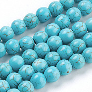 Kunsttürkisfarbenen Perlen Stränge, Runde, Türkis, 8 mm, Bohrung: 1 mm, ca. 50 Stk. / Strang(X-TURQ-S192-8mm-2)