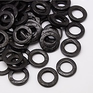 Dyed Wood Jewelry Findings Coconut Linking Rings, Black, 20~23x2~5mm(COCO-O006C-07)