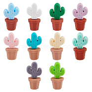 10 Sets 10 Colors Cactus & Potted Plants Food Grade Eco-Friendly Silicone Beads, Chewing Beads For Teethers, DIY Nursing Necklaces Making, Mixed Color, 24.5x23x8mm, Hole: 3mm, 1 set/color(SIL-DC0001-22)