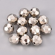 CCB Plastic Beads, Round, Faceted, Platinum, 15.8x16mm, Hole: 2.4mm(CCB-L011-092P)