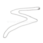 304 Stainless Steel Ball Chain Necklaces, Stainless Steel Color, 27.16 inch(69cm), 3mm(NJEW-I245-04F-P)
