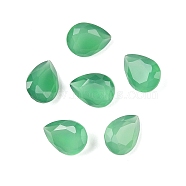 Natural Green Onyx Agate(Dyed & Heated) Cabochons, Teardrop, Faceted, Dyed and Heated, 8x6x3.5mm(G-C146-01H)