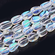 Synthetic Moonstone Beads Strands, Holographic Beads, Tumbled Stone, Dyed, Nuggets, Clear AB, 11~14x8~10x8~9mm, Hole: 1.2mm, about 29pcs/strand, 14.9 inch(G-S285-04A)