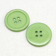 Resin Buttons, Dyed, Flat Round, Light Green, 28x3mm, Hole: 2mm, 98pcs/bag(RESI-D030-28mm-08)