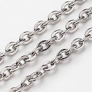304 Stainless Steel Cable Chains, Unwelded, Flat Oval, Stainless Steel Color, 5x3.5mm(CHS-K002-02-3.5mm)