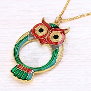 Metal Magnifier Pendant Necklaces, with Acrylic Optical Lens, Colorful, 14.7 inch(490mm)(NJEW-I103-01)