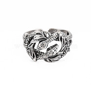 Men's Snake Alloy Open Cuff Ring, Wide Chunky Ring, Cadmium Free & Lead Free, Antique Silver, US Size 8 3/4(18.7mm)(RJEW-N029-099)