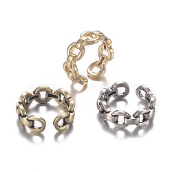 Brass Cuff Rings, Open Rings, Long-Lasting Plated, Cable Chain Shape, Mixed Color, US Size 6(16.5mm)(RJEW-F109-03)