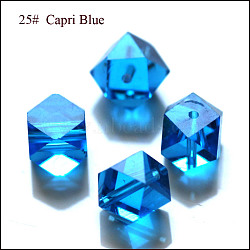 Imitation Austrian Crystal Beads, Grade AAA, Faceted, Cornerless Cube Beads, Dodger Blue, 6x5.5x5.5mm, Hole: 0.7~0.9mm(SWAR-F084-6x6mm-25)