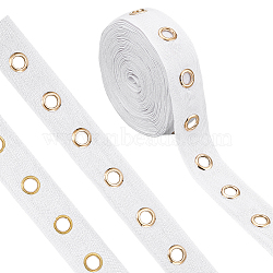 Cotton Herringbone Ribbons with Eyelet Rings, for Garment Accessories, White, 1-1/2 inch(37mm), 8 Yards(OCOR-PH0005-36A-01)
