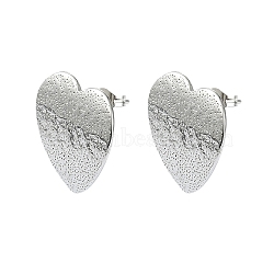 Non-Tarnish 304 Stainless Steel Stud Earring Findings, with Loop, Heart, 20x20mm, Hole: 2.5mm, Pin: 10.5x0.5mm(STAS-L024-002P-05)