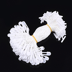 Garments Price Hang Tag, Polyester Cord, with Safety Pin & Bar Clasp, White, 130x1mm, Safety Pin: 25x8x3mm, Pin: 1.5mm, Bar Clasp: 16x3x2.5mm, about 1000pcs/bag(CDIS-T001-33B)