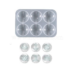 DIY Silicone Molds, for Refrigerator Magnets Making, Resin Casting Pendant Molds, For UV Resin, Epoxy Resin Molds Making, Half Round with Constellation Pattern, White, 128x86x13.5mm, Inner Diameter: 36mm(DIY-G041-07A)