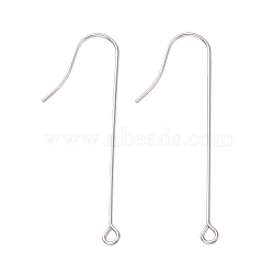316 Surgical Stainless Steel Earring Hooks, with Horizontal Loops, Stainless Steel Color, 40mm, Hole: 1.8mm, 21 Gauge, Pin: 0.7mm(STAS-E027-02A-P)