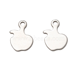 201 Stainless Steel Charms, Stamping Blank Tag, Laser Cut, Apple, Stainless Steel Color, 11.5x8x0.5mm, Hole: 1.4mm(STAS-I172-50P)