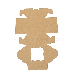 Square Kraft Paper Candy Boxes, with Window, for Wedding Gift Packaging Supplies, BurlyWood, 10x10x6.5cm(CON-WH0081-25)