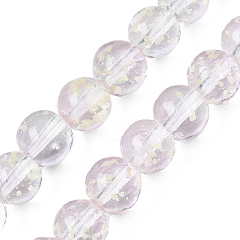 Handmade Luminous Transparent Lampwork Beads Strands, Round, Clear, 9~10x10~11mm, Hole: 1.2mm, about 50pcs/strand, 19.29 inch~19.69 inch(49cm~50cm)