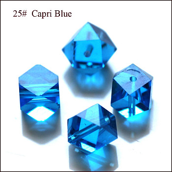 Imitation Austrian Crystal Beads, Grade AAA, Faceted, Cornerless Cube Beads, Dodger Blue, 6x5.5x5.5mm, Hole: 0.7~0.9mm