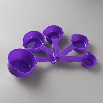 5Pcs 5 Styles Plastic Measuring Cups Set, Bakeware Tool, with Rings, Blue Violet, 175mm, 1pc/style