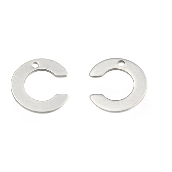 304 Stainless Steel Letter Charms, Letter.C, 11x10x0.8mm, Hole: 1mm