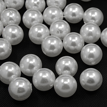 Imitated Pearl Acrylic Beads, Round, White, 24.5x25mm, Hole: 3mm, about 61pcs/500g