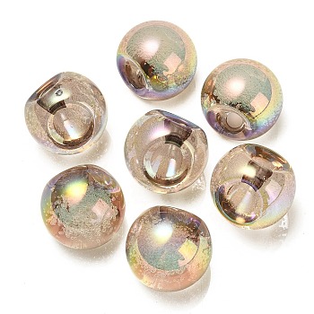UV Plating Rainbow Iridescent Acrylic Beads, Round, Top Drilled, Tan, 20x20x20mm, Hole: 3mm