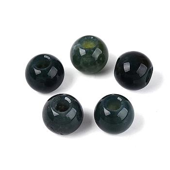 Natural Indian Agate European Beads, Smooth Round, Large Hole Beads, 13.5~14x12~13mm, Hole: 5mm