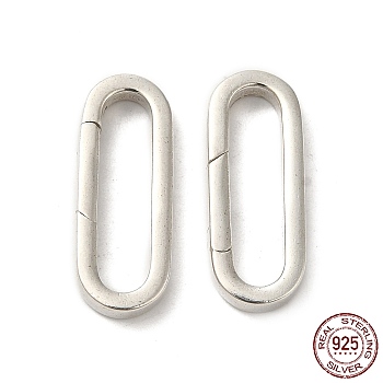 925 Sterling Silver Spring Gate Rings, Oval, with 925 Stamp, Silver, 21.5x18x2.5mm