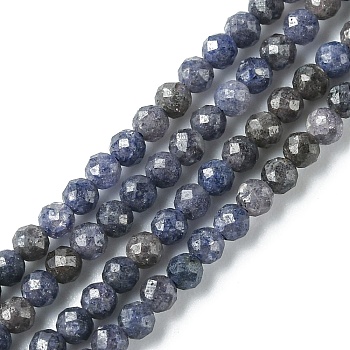 Natural Sapphire Beads Strands, Faceted, Round, 3mm, Hole: 0.6mm, about 108pcs/strand, 15.28''(38.8cm)