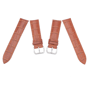 Gorgecraft Leather Watch Bands, with 304 Stainless Steel Clasps, Sienna, 90~120x22x4~5mm