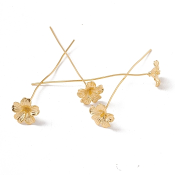 Brass Flower Head Pins, Golden, 48mm, Pin: 21 Gauge(0.7mm), Flower: 10mm in diameter