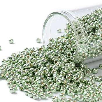 TOHO Round Seed Beads, Japanese Seed Beads, (PF560) PermaFinish Lime Green Metallic, 8/0, 3mm, Hole: 1mm, about 222pcs/bottle, 10g/bottle