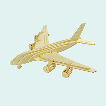 Wood Assembly Toys for Boys and Girls, 3D Puzzle Model for Kids, Plane, BurlyWood, Finished: 196x207x68mm