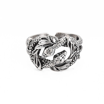Men's Snake Alloy Open Cuff Ring, Wide Chunky Ring, Cadmium Free & Lead Free, Antique Silver, US Size 8 3/4(18.7mm)