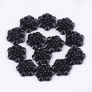 12mm Black Flower Resin Cabochons
