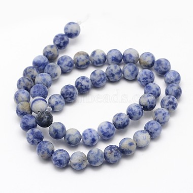 brins de perles rondes en jaspe de tache bleue naturelle(X-G-D679-4mm)-2