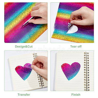 CRASPIRE 7 Sheets Waterproof PET Rainbow Gradient Color Stickers(DIY-CP0007-13)-4