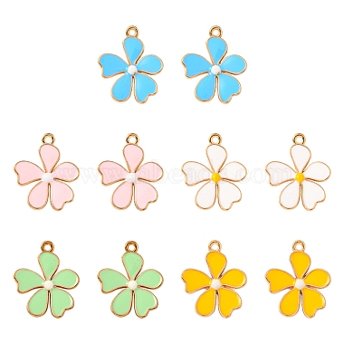 10Pcs 5 Colors Alloy Enamel Pendants(ENAM-YW0002-11)-1