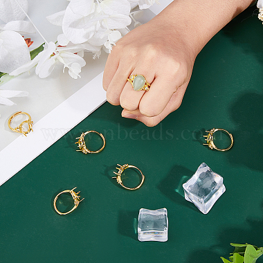 6Pcs Rack Plating Oval Brass Micro Pave Cubic Zirconia Adjustable Solitaire Ring Components(KK-DC0005-11)-3