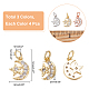 Nbeads 12Pcs 3 Colors  Brass Micro Pave Cubic Zirconia Charms(ZIRC-NB0001-81)-2