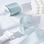 Polyester Organza Ribbon, for DIY Veils Blushers Fascinators, with Plastic Spools, Medium Aquamarine, 1-1/2 inch(38mm)(OCOR-LP0001-72)