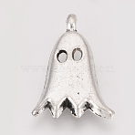 Tibetan Style Alloy Pendants, Ghost, Cadmium Free & Lead Free, Antique Silver, 20x13.5x3mm, Hole: 1mm(X-TIBE-T011-144AS-LF)
