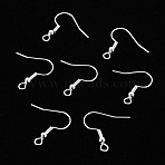 304 Stainless Steel Earring Hooks, with Horizontal Loop, Silver, 18.5~20.5x17~19mm, Hole: 2mm, 22 Gauge, Pin: 0.6mm(S057-42S)