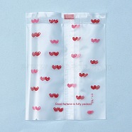 OPP Cellophane Bag, Printed, Available for Bag Heat Sealer, Rectangle with Heart Pattern, Red, 10.9x8.5x0.02cm, 100pcs/bag(PE-K001-03)
