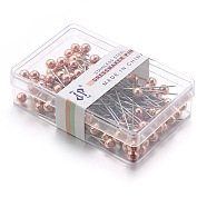 Stainless Steel Ball Positioning Head Pins, for Handcrafted Garment Head, 100 Pieces/Box, Rose Gold & Stainless Steel Color, 37x4mm, pin: 1mm(FIND-S248-01RG)